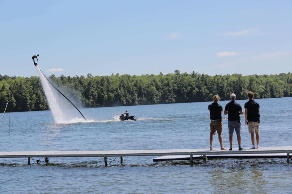 Flyboard instructing in Maine, 2016. (This picture is deceptive. Imagine 4% intensity)